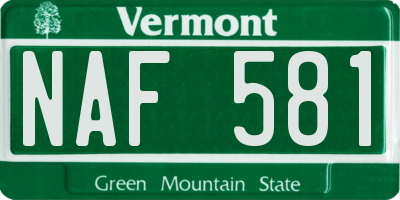 VT license plate NAF581