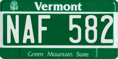 VT license plate NAF582