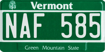 VT license plate NAF585
