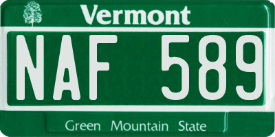 VT license plate NAF589