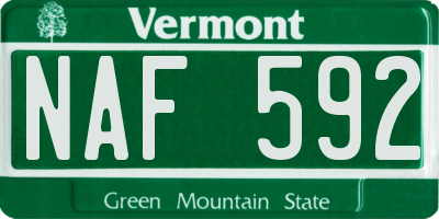 VT license plate NAF592