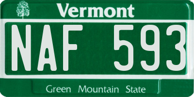 VT license plate NAF593