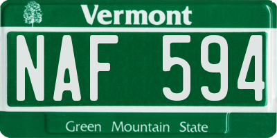 VT license plate NAF594