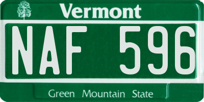 VT license plate NAF596