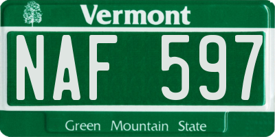VT license plate NAF597