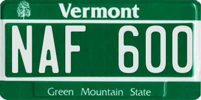 VT license plate NAF600