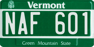 VT license plate NAF601