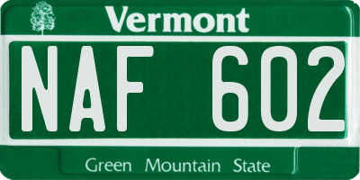 VT license plate NAF602