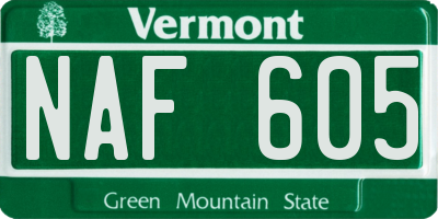 VT license plate NAF605