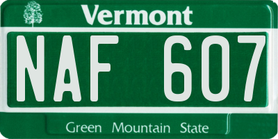VT license plate NAF607