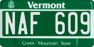 VT license plate NAF609