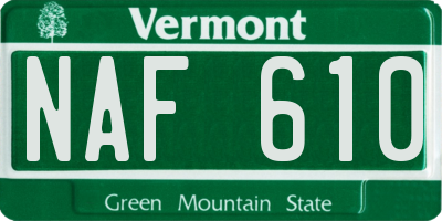 VT license plate NAF610
