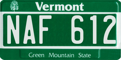 VT license plate NAF612