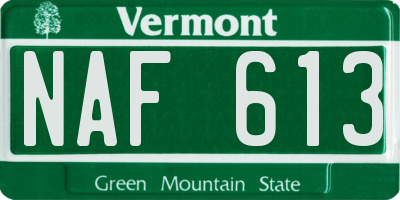 VT license plate NAF613