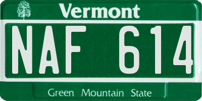 VT license plate NAF614