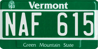 VT license plate NAF615
