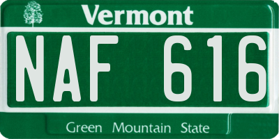VT license plate NAF616