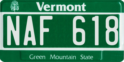 VT license plate NAF618