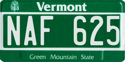 VT license plate NAF625