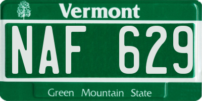 VT license plate NAF629