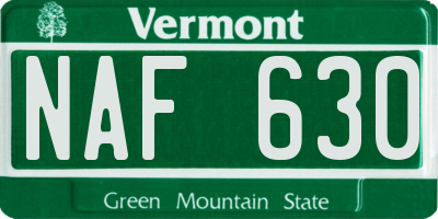 VT license plate NAF630