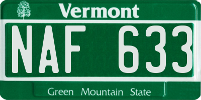 VT license plate NAF633