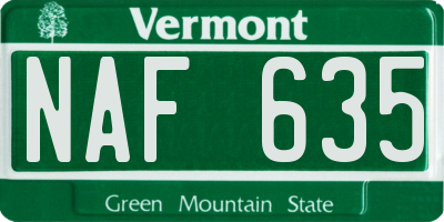 VT license plate NAF635