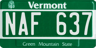 VT license plate NAF637