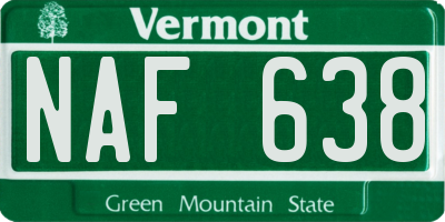 VT license plate NAF638