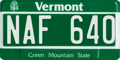 VT license plate NAF640