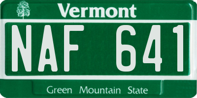 VT license plate NAF641