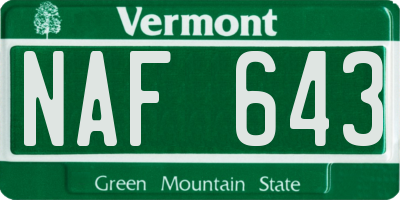 VT license plate NAF643