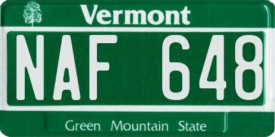 VT license plate NAF648