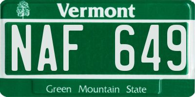 VT license plate NAF649