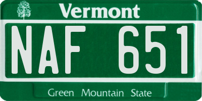 VT license plate NAF651