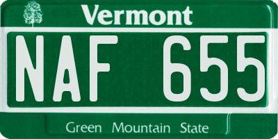 VT license plate NAF655