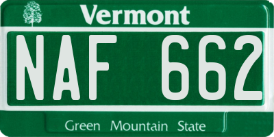 VT license plate NAF662