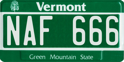 VT license plate NAF666