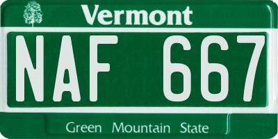 VT license plate NAF667