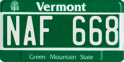 VT license plate NAF668