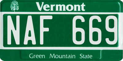 VT license plate NAF669