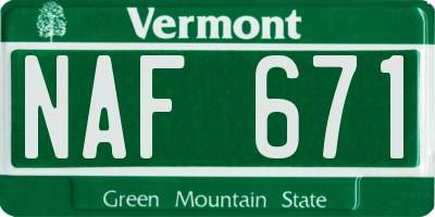 VT license plate NAF671