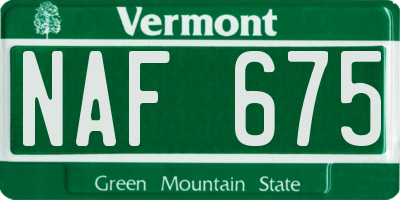 VT license plate NAF675