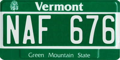 VT license plate NAF676