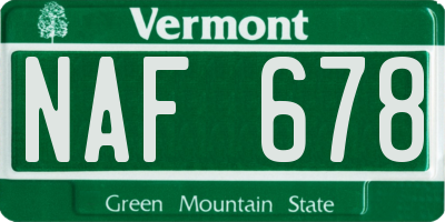 VT license plate NAF678