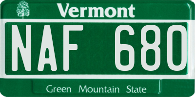 VT license plate NAF680