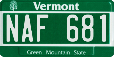 VT license plate NAF681