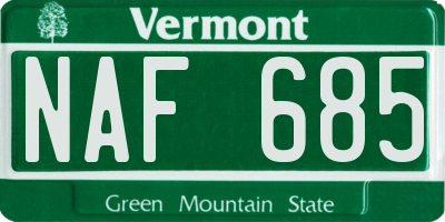 VT license plate NAF685