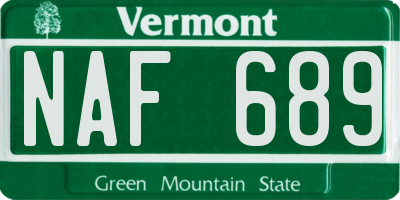 VT license plate NAF689