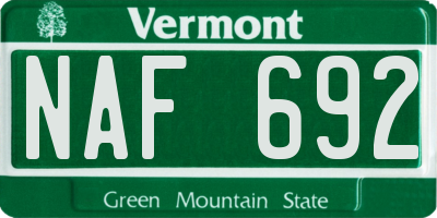 VT license plate NAF692